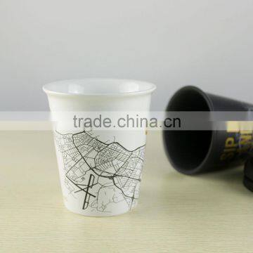 Anti Spill Double Wall Ceramic Travel Mug Double Wall Ceramic Mug photo-6