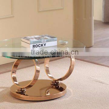 New Model Round Golden Stainless Steel Extendable Coffee Table photo-5