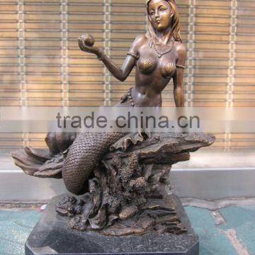 Casting Beautiful Nude Bronze Mermaid Statue for Sale