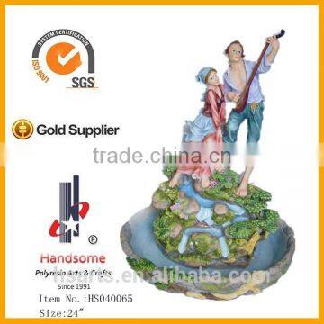 24" Handmade Village Resin Garden Decoration Water Indoor Fountain photo-2