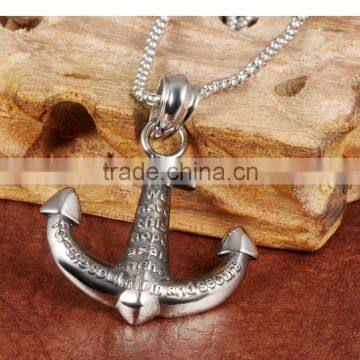 2017 Fashion Jewelry Mens Gold Anchor Necklace Men Stainless Steel Hook Pendant photo-6