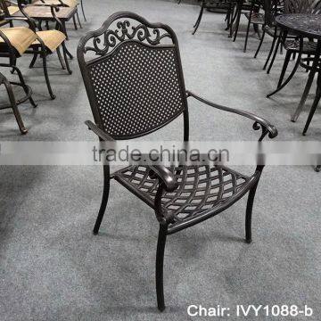 patio furniture metal cast aluminum chair stackable casual dining chair #IVY1088-b