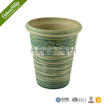 Lightweight Plastic UV Protection Round Coloful Wood Stone Garden Pot photo-2