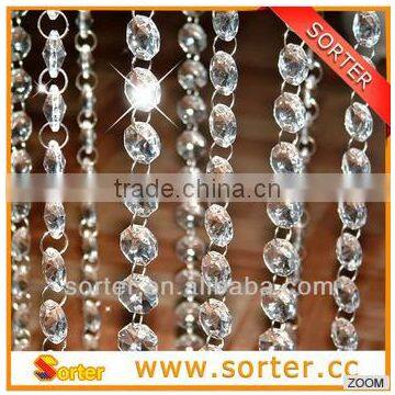 Octagon clear color crystal bead chain curtain