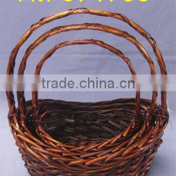 Boat Shaped Willow Flower Basket With Handle