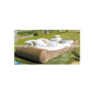 Wholesale PE ratan sun bed,beach bed,rattan outdoor furniture