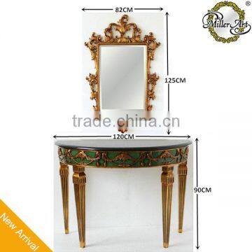 Living Room Furniture Antique Gold Framed Mirror Console Table