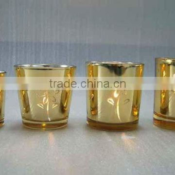 golden spraying and sliver plating glass candle cup pretty