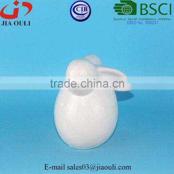 QUANZHOU BSCI Audit Factory Fat Sitting Rabbit Figurines, White Ceramic Bunny photo-2