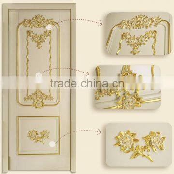 Classic Elegant French Rococo Style Golden and White Floral Carving Solid Wood Internal Door BF12-05234b photo-3