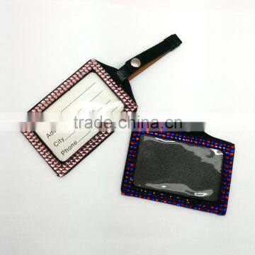 Hot Sale, High Quality Promotion Gift PU Leather Badge Holder With Crystal Gem Decoration photo-5