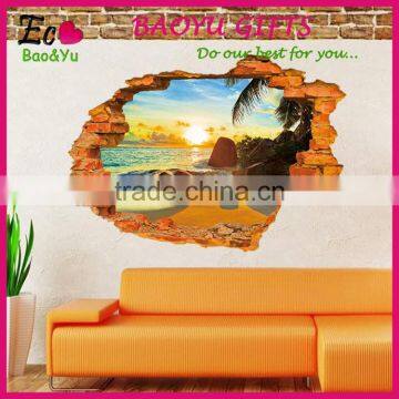 3D Removeable Beach And Sunshine Picture Wall Stickers Home Decor