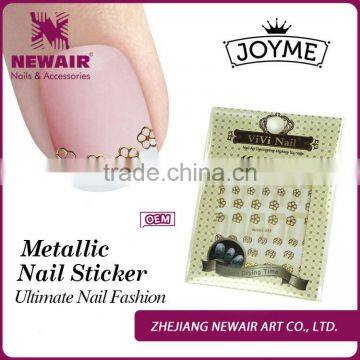 Popular 2016 hot sell fashion metal fingernail decoration 3d nail art sticker