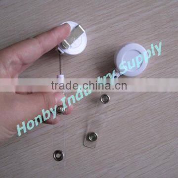 Round White Retractable Badge Pull Reel