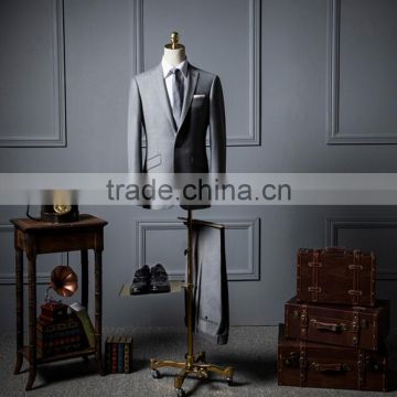 2017 new arrival light grey gents suits pant coat mens business & wedding suit