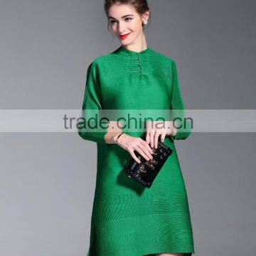 Chinese National Style Plus Size Ladies Draped Dress With Buttons photo-4