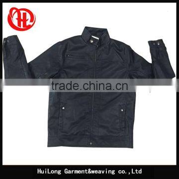 Manufacture Hot Sell Black Washed pu Leather Jacket for Men photo-2