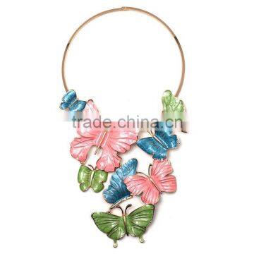 Fashion multicolor painting butterfly alloy necklace