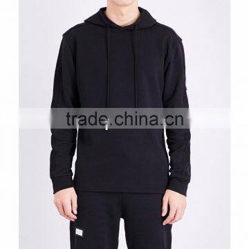 2017 New Fashion Custom Strip Men Hoodies Out Label Long Sleeve Medium Size Drawstring Hoodies Rbbed Panel Sleeve