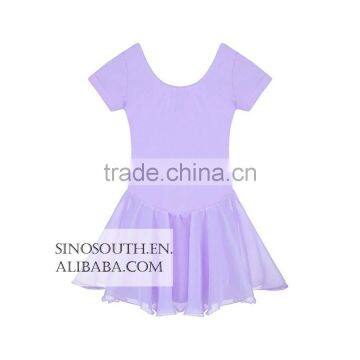 2017 New Arrival Solid Color Short Sleeve Girls Leotard Dance Leotards Dress photo-2