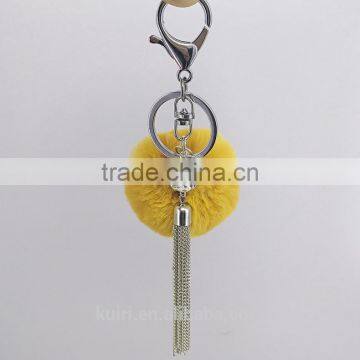 2017 Cute Rabbit Faux Fur Ball Key Chain Metal Tassel Fur Ball Keychain Bag Charms 115 photo-2