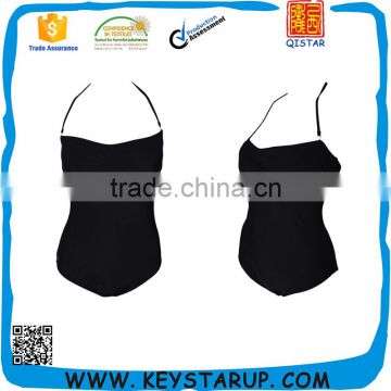 Wholesale One Piece Plain Black Women Swimwear