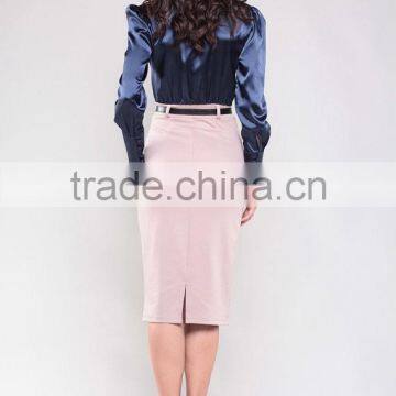 Contrast Long Sleeve Business Formal Dress Office Woman Dresses photo-3
