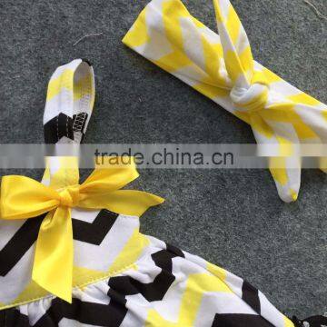 Little Girls Boutique Remake Clothing Sets Infant Girl Clothes Baby Gold Chevron Navy Swing Tops Heart With Matching Headband photo-2