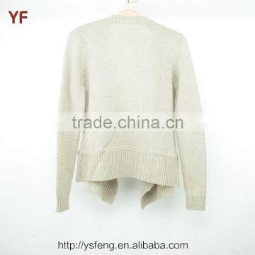 White Big Collar Womens Jerseys Knitted Cardigan Sweater photo-2