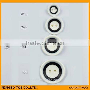 Classic White Black Line 2 Holes Resinic Buttons for Coat