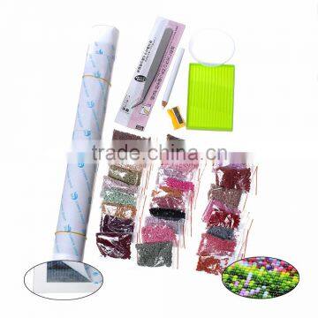 Rhinestone Pink Flower Basket Pattern Cotton Embroidery DIY Kit Diamond Painting photo-2