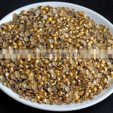 Octagon hot fix quality Aluminum Gold 3mm Rhinestud Hot Fix Octagon