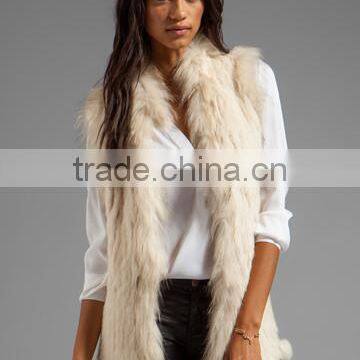 SJ362 Raccoon Shoulder Collar China Fur Plant Promotion Sale Rabbit Fur Vest