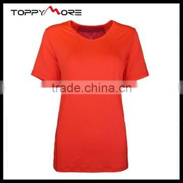 T092-1643O Short Sleeve V-Neck Custom Performance Polyester Spandex Women Outdoor T shirt