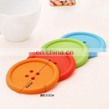 Factory wholesale round fastener shape silicone bar coaster for cup bumper