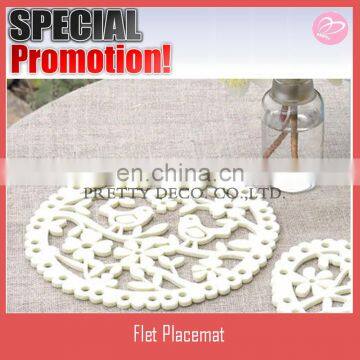 White color laser cut placemat,wholesale round cheap placemat