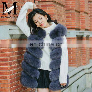 Lady Fashion 100% Real Natural Fox Fur Vest Winter Fox Fur Women Waistcoat