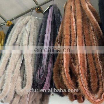 Factory wholesale real mink fur trim strips for garment or shoes decoration