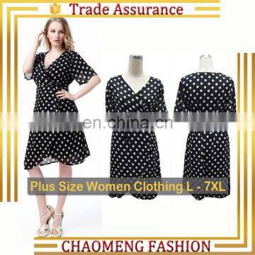 6019# Short Sleeve Polka Dot Elegant Chic Women Clothing Summer Chiffon Maxi Dresses Maternity Plus Size Sun Dress