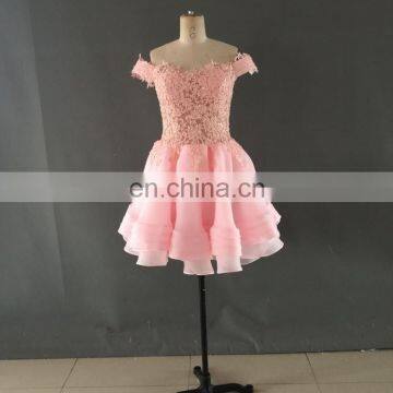 Mini Prom Dresses Real Photos Lace on Top with Appliques Beading Evening Gowns