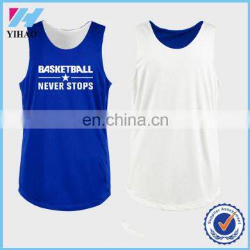 Yihao 2015 hot selling custom 100% polyester unisex cheap reversible basketball jerseys wholesale sports training clothing