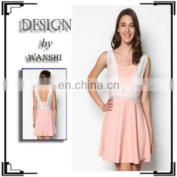 OEM 2016 women casual dress fashion sleeveless layered lace dress