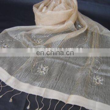 Fashion Silk Scarf With Beadwork