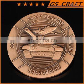 Customized super quality logo embossed cooper plated military coin