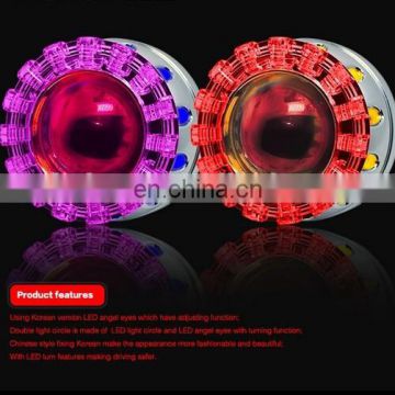 led angel eye with turn light hid bi xenon projector lens