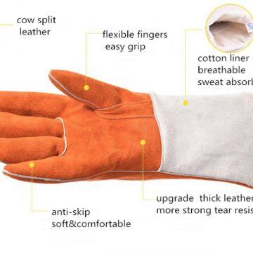 Welding Worker Leather Gloves Heat Resistant Safety Work Gloves Hand Protection