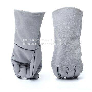 Safe Welding Work Soft Cowhide Leather Gloves For Protecting Hand 1 Pair New