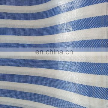 Blue White Printed Waterproof UV Resistant PE Stripe Tarpaulin