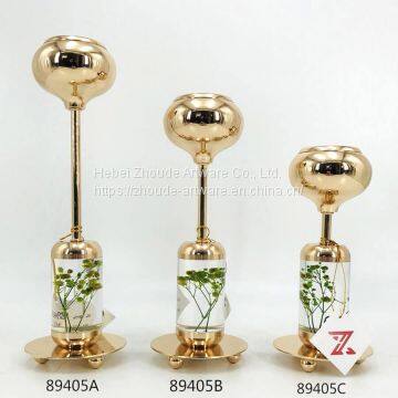 Europe Classical gold crystal candle holder for wedding decoration