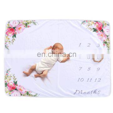 Personalized Flannel Fleece Newborn Photo Props Baby Milestone Blanket photo-2